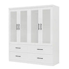 Armoire en bois blanc Keloyid de 160 cm avec 4 tiroirs et 4 portes