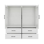 Armoire en bois blanc Keloyid de 160 cm avec 4 tiroirs et 4 portes