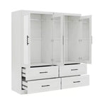 Armoire en bois blanc Keloyid de 160 cm avec 4 tiroirs et 4 portes