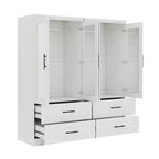 Armoire en bois blanc Keloyid de 160 cm avec 4 tiroirs et 4 portes