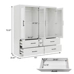Armoire en bois blanc Keloyid de 160 cm avec 4 tiroirs et 4 portes