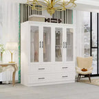Armoire en bois blanc Keloyid de 160 cm avec 4 tiroirs et 4 portes