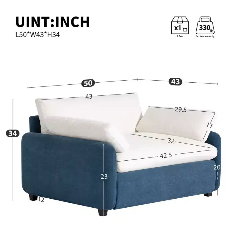 Fauteuil individuel oversize en chenille Zeus & Ruta 50 x 43, fauteuil d'appoint à assise large et profonde (jaune/bleu/gris)