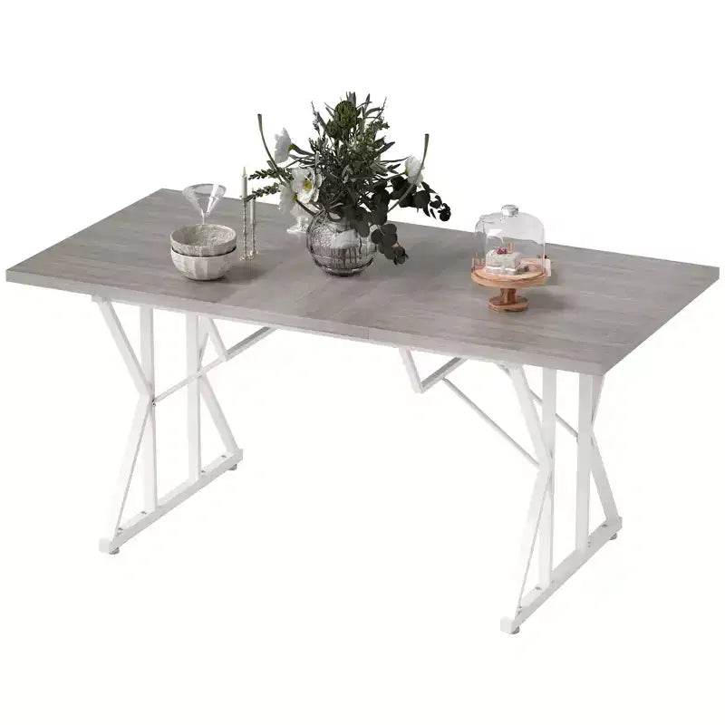 HOMCOM Table à manger extensible 4-6 personnes 63-47, Table à manger extensible style ferme avec piètement tréteaux, Table de cuisine