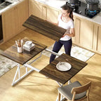 HOMCOM Table à manger extensible 4-6 personnes 63-47, Table à manger extensible style ferme avec piètement tréteaux, Table de cuisine