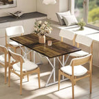 HOMCOM Table à manger extensible 4-6 personnes 63-47, Table à manger extensible style ferme avec piètement tréteaux, Table de cuisine