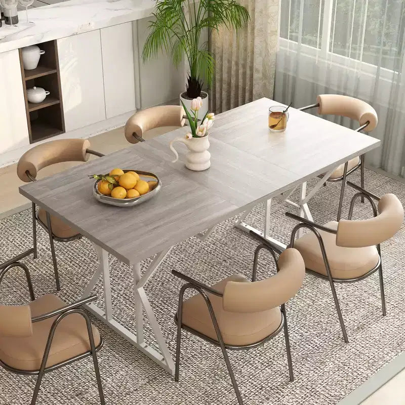 HOMCOM Table à manger extensible 4-6 personnes 63-47, Table à manger extensible style ferme avec piètement tréteaux, Table de cuisine
