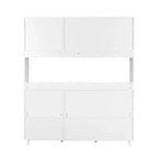 Buffet de cuisine 63W, armoire de rangement pour garde-manger, avec tiroirs, crochets de suspension et étagère à micro-ondes, blanc-ModernLuxe