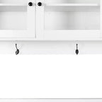 Buffet de cuisine 63W, armoire de rangement pour garde-manger, avec tiroirs, crochets de suspension et étagère à micro-ondes, blanc-ModernLuxe