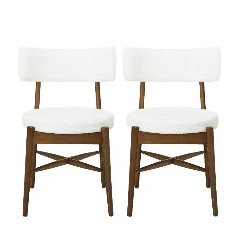 Christopher Knight Home Lumen Chaises de salle à manger modernes en bois d'hévéa et mélange de lin (lot de 2)