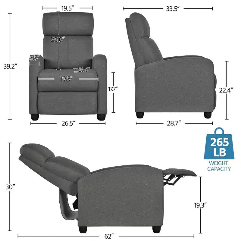 Yaheetech Lot de 2 fauteuils inclinables modernes en tissu pour salon, chambre à coucher