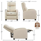 Yaheetech Lot de 2 fauteuils inclinables modernes en tissu pour salon, chambre à coucher