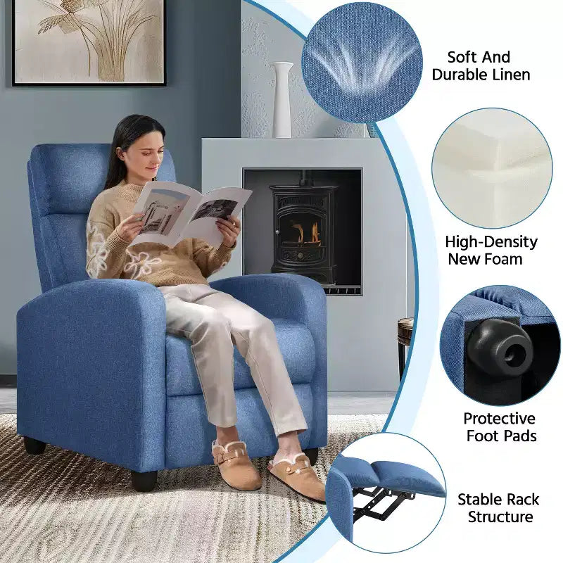 Yaheetech Lot de 2 fauteuils inclinables modernes en tissu pour salon, chambre à coucher