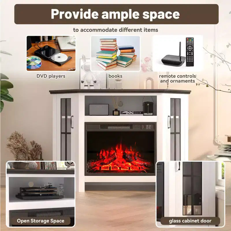 Meuble TV EROMMY 48 pour téléviseurs jusqu'à 80 pouces avec étagères ouvertes et armoires de rangement