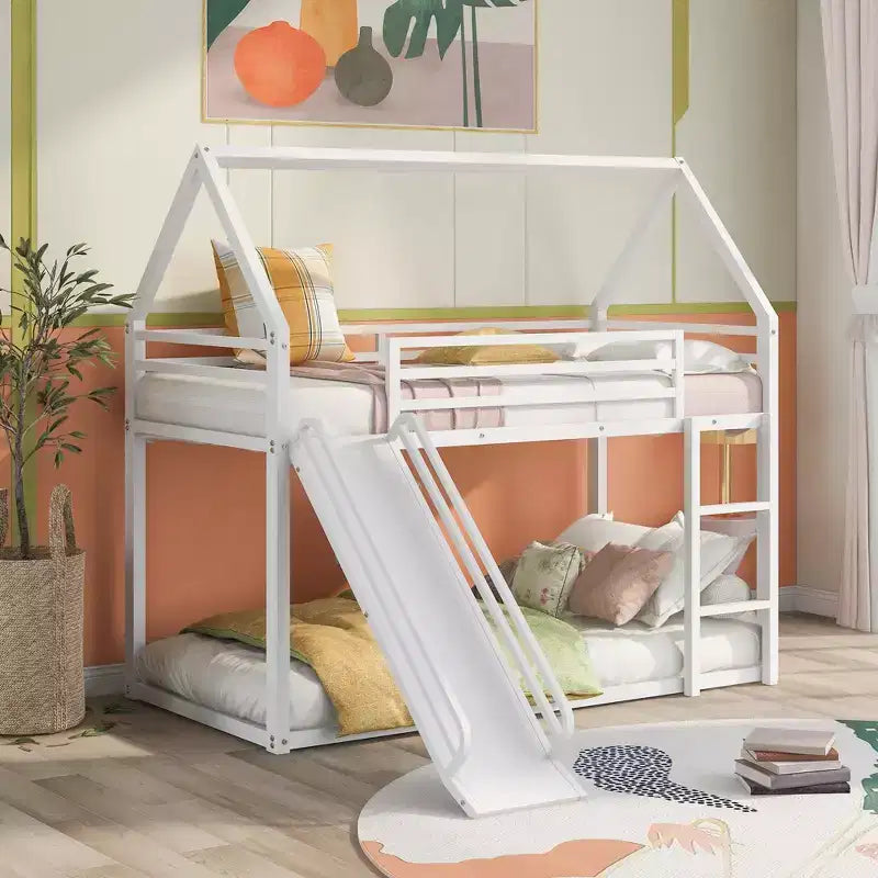 Lit superposé en métal Whisen avec toboggan convertible et échelle