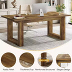 Lantine Bureau d'ordinateur de direction de 160 cm, Table d'écriture industrielle avec base en bois massif pour bureau à domicile