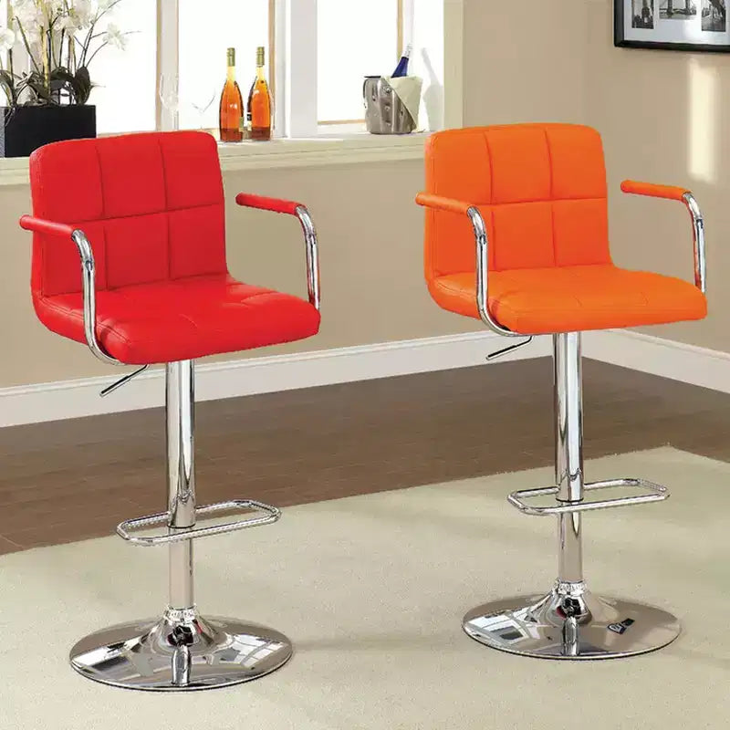 Tabouret de bar réglable Simple Relax en similicuir et métal, avec accoudoirs, rouge