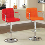 Tabouret de bar réglable Simple Relax en similicuir et métal, avec accoudoirs, rouge