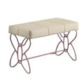 Simple Relax Faux Leather Upholstery Bedroom Bench with Butterfly Panel Base in White and Light Purple
