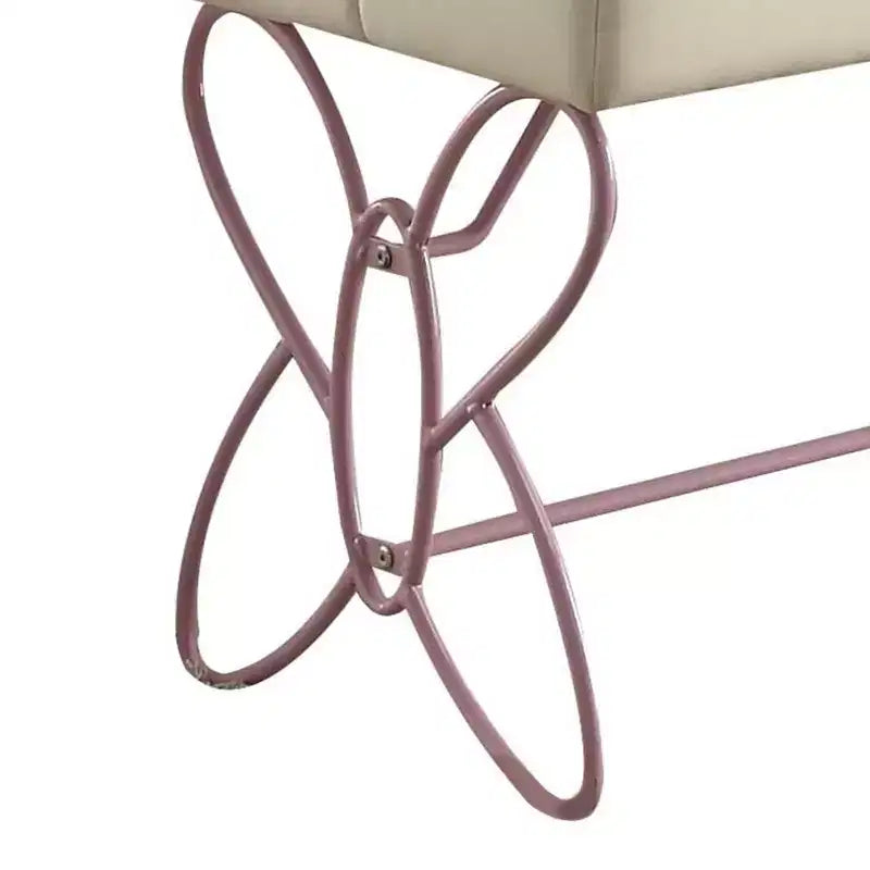 Banc de chambre Simple Relax en similicuir avec piètement papillon, blanc et violet clair
