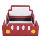 Lit plateforme en forme de voiture de course, avec roues, taille double, bleu