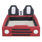 Lit plate-forme en forme de voiture de course, taille jumeau, avec roues, jaune