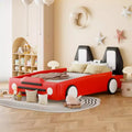 Lit plate-forme en forme de voiture de course, taille jumeau, avec roues, jaune