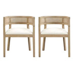 Christopher Knight Home Cinnabar Lot de 2 chaises de salle à manger en bois d'hévéa rembourrées avec dossier en cannage, hauteur d'assise 49,5 cm