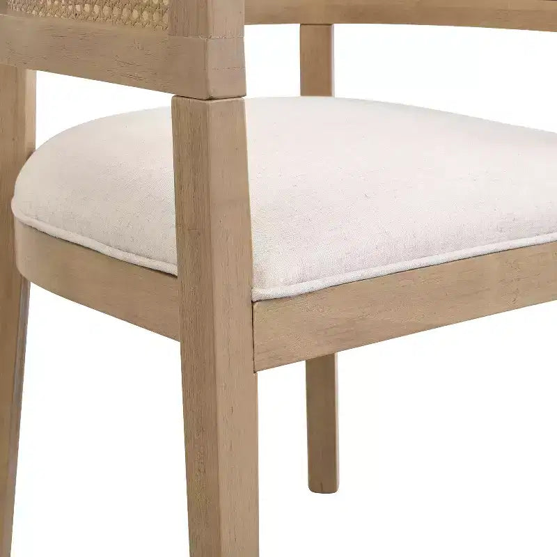 Christopher Knight Home Cinnabar Lot de 2 chaises de salle à manger en bois d'hévéa rembourrées avec dossier en cannage, hauteur d'assise 49,5 cm