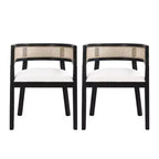 Christopher Knight Home Cinnabar Lot de 2 chaises de salle à manger en bois d'hévéa rembourrées avec dossier en cannage, hauteur d'assise 49,5 cm