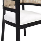 Christopher Knight Home Cinnabar Lot de 2 chaises de salle à manger en bois d'hévéa rembourrées avec dossier en cannage, hauteur d'assise 49,5 cm