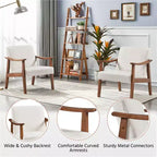 Yaheetech Lot de 2 fauteuils de salon en similicuir style Mid-Century avec pieds en bois massif pour salon, chambre, chambre d'amis