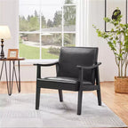 Yaheetech Lot de 2 fauteuils de salon en similicuir style Mid-Century avec pieds en bois massif pour salon, chambre, chambre d'amis