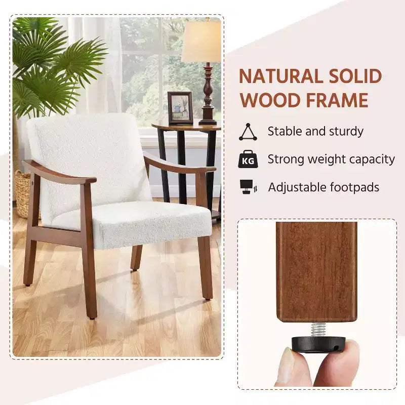 Yaheetech Lot de 2 fauteuils de salon en similicuir style Mid-Century avec pieds en bois massif pour salon, chambre, chambre d'amis