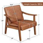 Yaheetech Lot de 2 fauteuils de salon en similicuir style Mid-Century avec pieds en bois massif pour salon, chambre, chambre d'amis