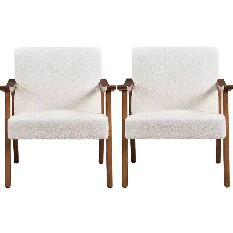 Yaheetech Lot de 2 fauteuils de salon en similicuir style Mid-Century avec pieds en bois massif pour salon, chambre, chambre d'amis