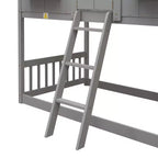 Lit superposé Whisen Twin sur Twin avec toit, fenêtre, jardinière, porte, barrières de sécurité et échelle