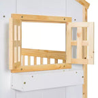 Lit superposé Whisen Twin sur Twin avec toit, fenêtre, jardinière, porte, barrières de sécurité et échelle