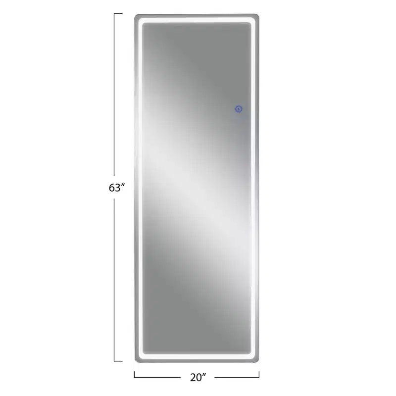 PexFix Miroir rectangulaire moderne sans cadre de 50,8 cm (20 po) de large x 160 cm (63 po) de haut avec coins arrondis en argent