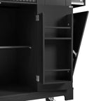 Îlots de cuisine de style classique Whisen sur 5 roulettes avec 3 tiroirs et 3 étagères latérales ouvertes