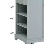 Îlots de cuisine de style classique Whisen sur 5 roulettes avec 3 tiroirs et 3 étagères latérales ouvertes