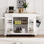Îlots de cuisine de style classique Whisen sur 5 roulettes avec 3 tiroirs et 3 étagères latérales ouvertes