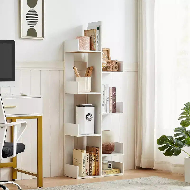 Étagère à Livres Arbre VECELO, Étagère Géométrique à 8 Niveaux en Bois, Présentoir, Organiseur d'Étagères en Forme d'Arbre pour Salon et Bureau à Domicile