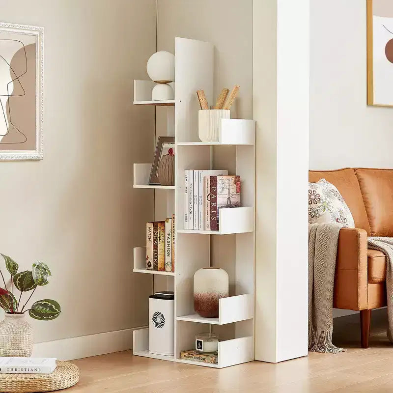 Étagère à Livres Arbre VECELO, Étagère Géométrique à 8 Niveaux en Bois, Présentoir, Organiseur d'Étagères en Forme d'Arbre pour Salon et Bureau à Domicile