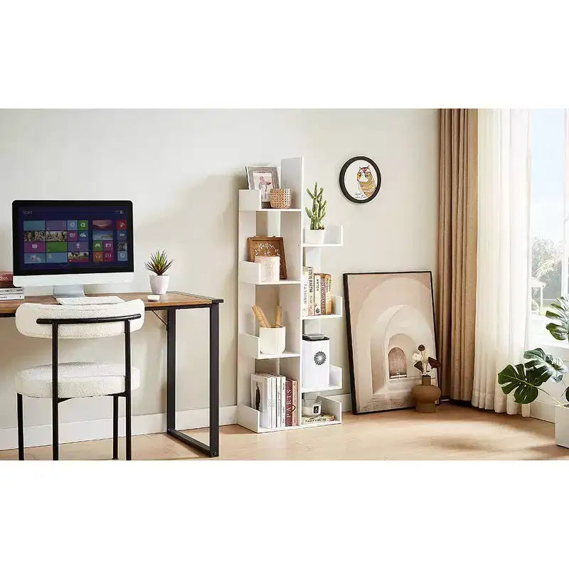 Étagère à Livres Arbre VECELO, Étagère Géométrique à 8 Niveaux en Bois, Présentoir, Organiseur d'Étagères en Forme d'Arbre pour Salon et Bureau à Domicile
