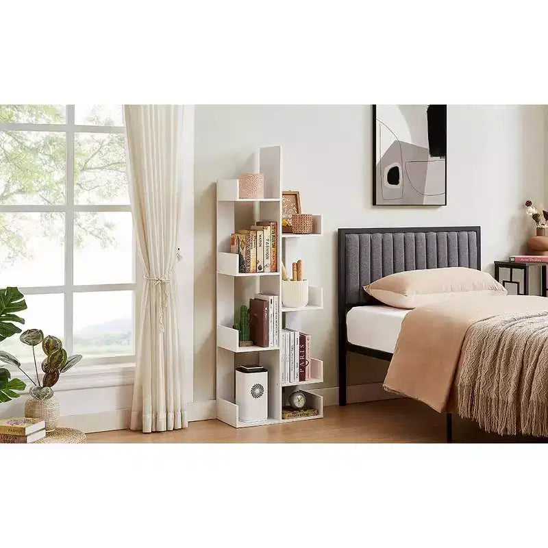 Étagère à Livres Arbre VECELO, Étagère Géométrique à 8 Niveaux en Bois, Présentoir, Organiseur d'Étagères en Forme d'Arbre pour Salon et Bureau à Domicile