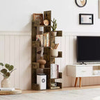 Étagère à Livres Arbre VECELO, Étagère Géométrique à 8 Niveaux en Bois, Présentoir, Organiseur d'Étagères en Forme d'Arbre pour Salon et Bureau à Domicile