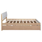 Cadre de lit double moderne Whisen avec tête et pied de lit blanc brillant, avec lit gigogne ou tiroirs, design peu encombrant