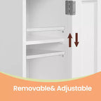 Petit meuble de rangement au sol avec étagères réglables - Organiseur de rangement étroit blanc