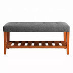 Banc de rangement Simple Relax rembourré en tissu gris et chêne